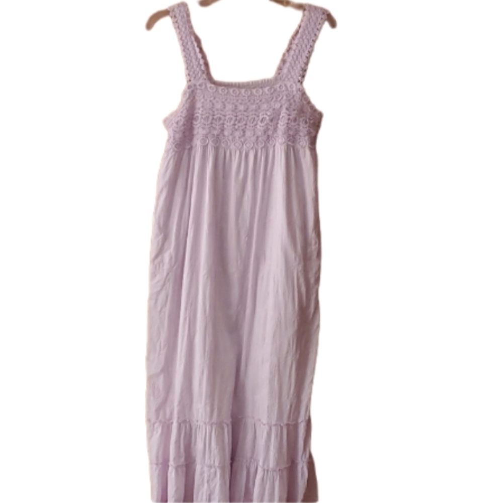 Soft Surroundings Lavender Lace Eembroidered Maxi Dress Size MP